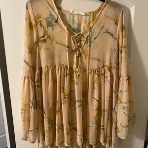 Lace front floral blouse